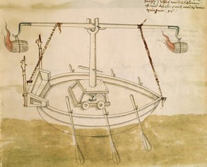 Diseño para usar el calor para mejorar la navegación, ilustración de De Machinis de Mariano di Jacopo 1382 c.1453 after Mariano di Jacopo 1382 c.1453 after